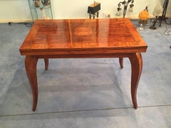 French Art Deco Card Table with Walnut and Maple Inlays, 1940