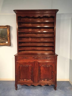 18th Century Italian Louis XV Carved Walnut Sideboard Plate Rack