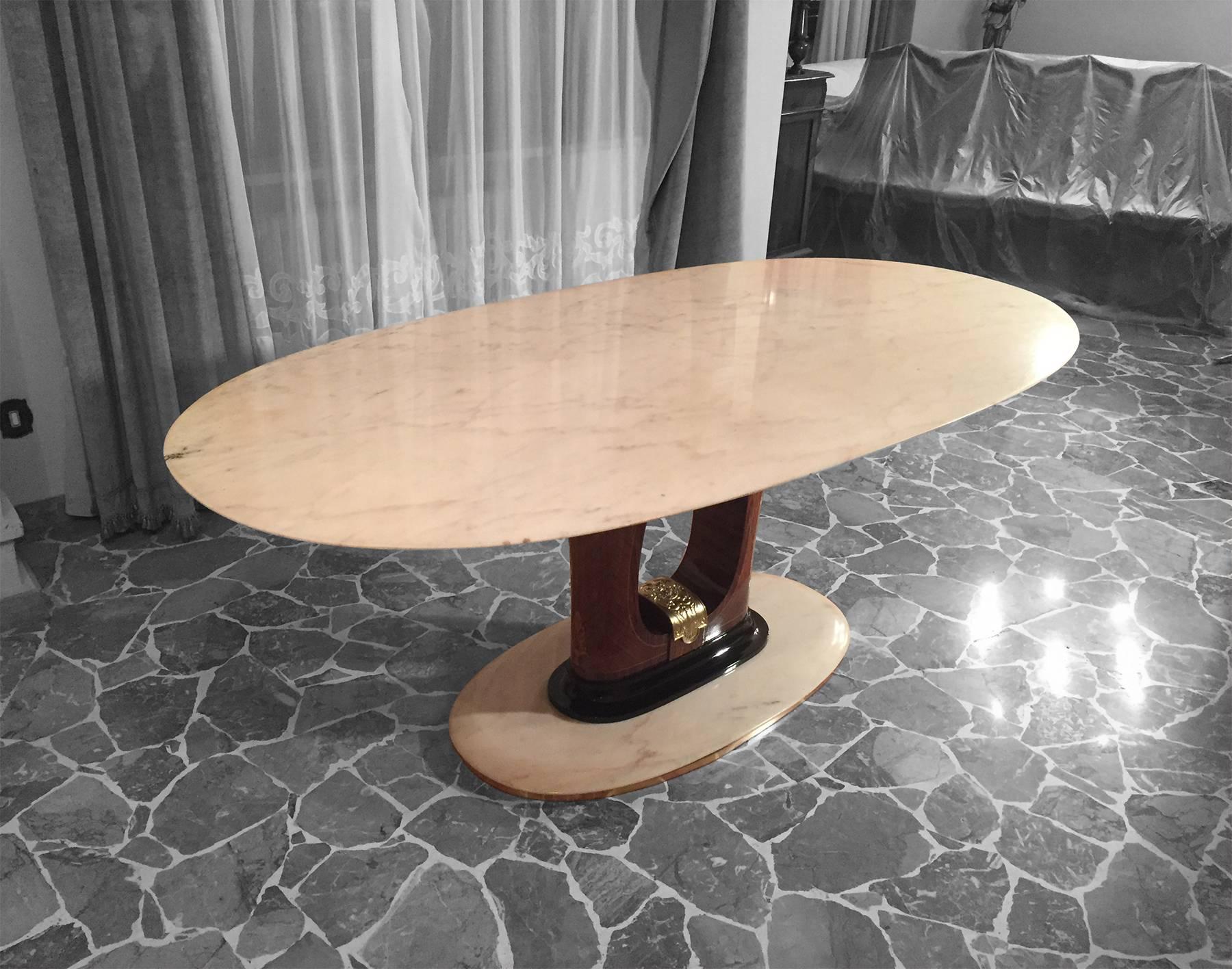 Carrara Marble Italian Mid-Century Marble Dining Table, 1950s