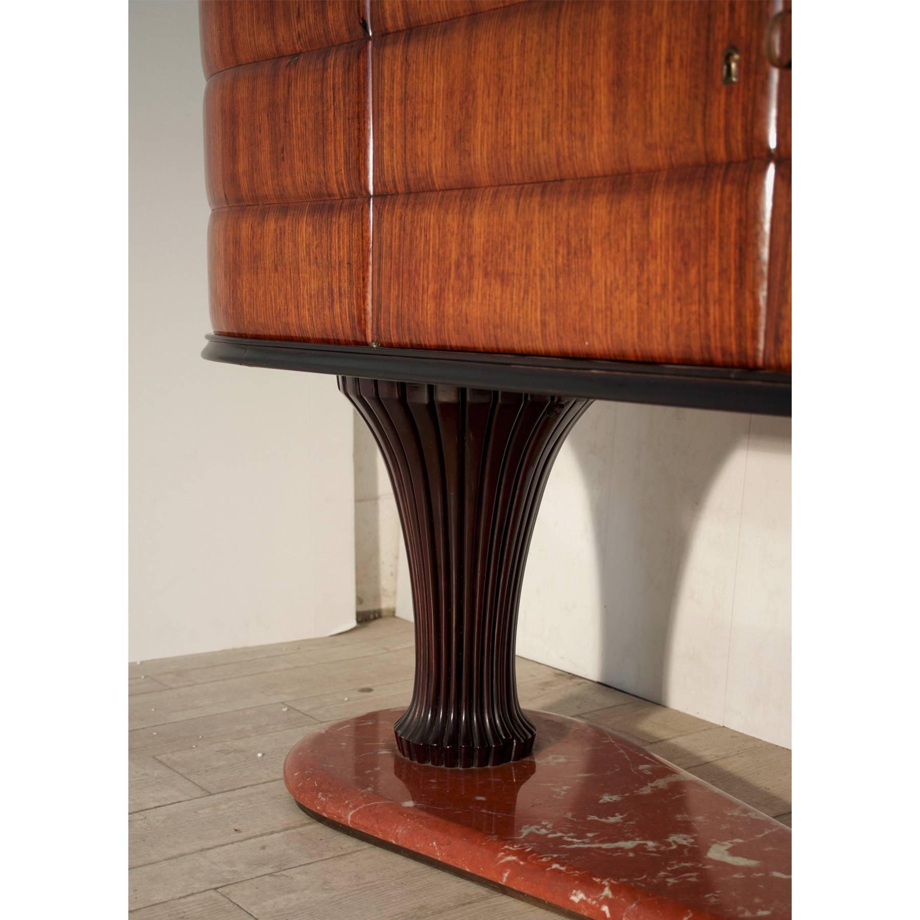 Italian Rosewood Sideboard with mirror and black Opaline by Dassi, 1950s 2