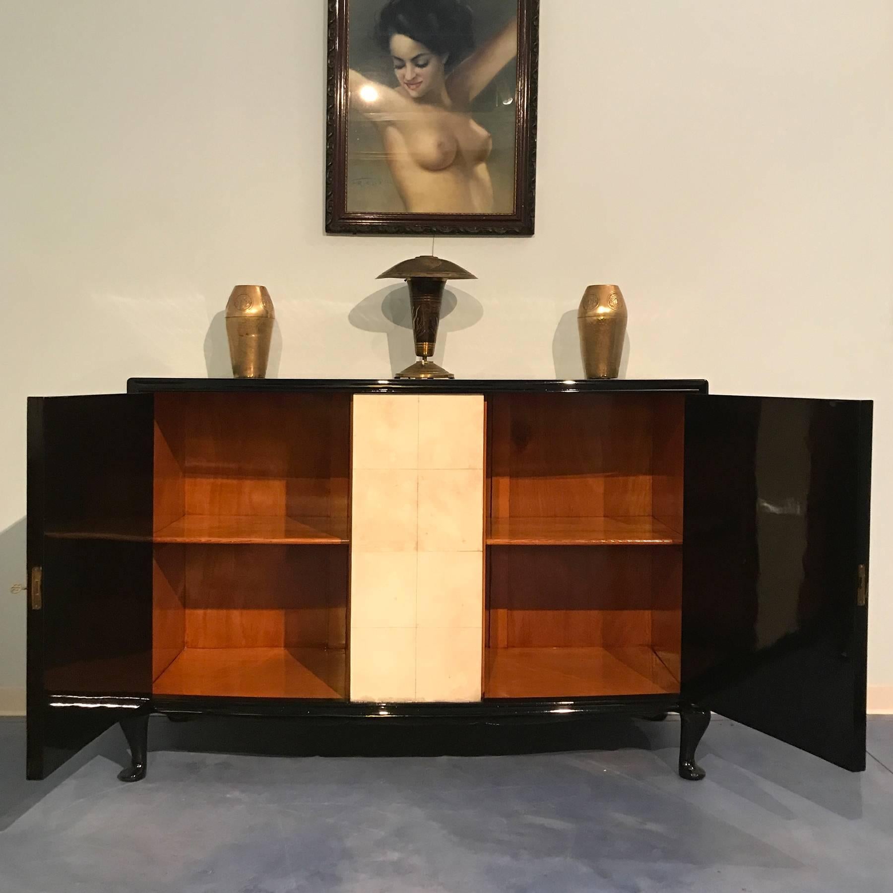 Mid-20th Century French Art Deco Parchment Sideboard, France, 1950