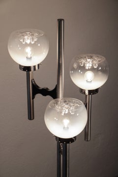 Lampada da terra italiana a tre luci A Space Age di Gaetano Sciolari, anni '70