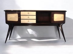 Buffet de bar en parchemin italien du milieu du siècle attribué à Ulrich , années 1950