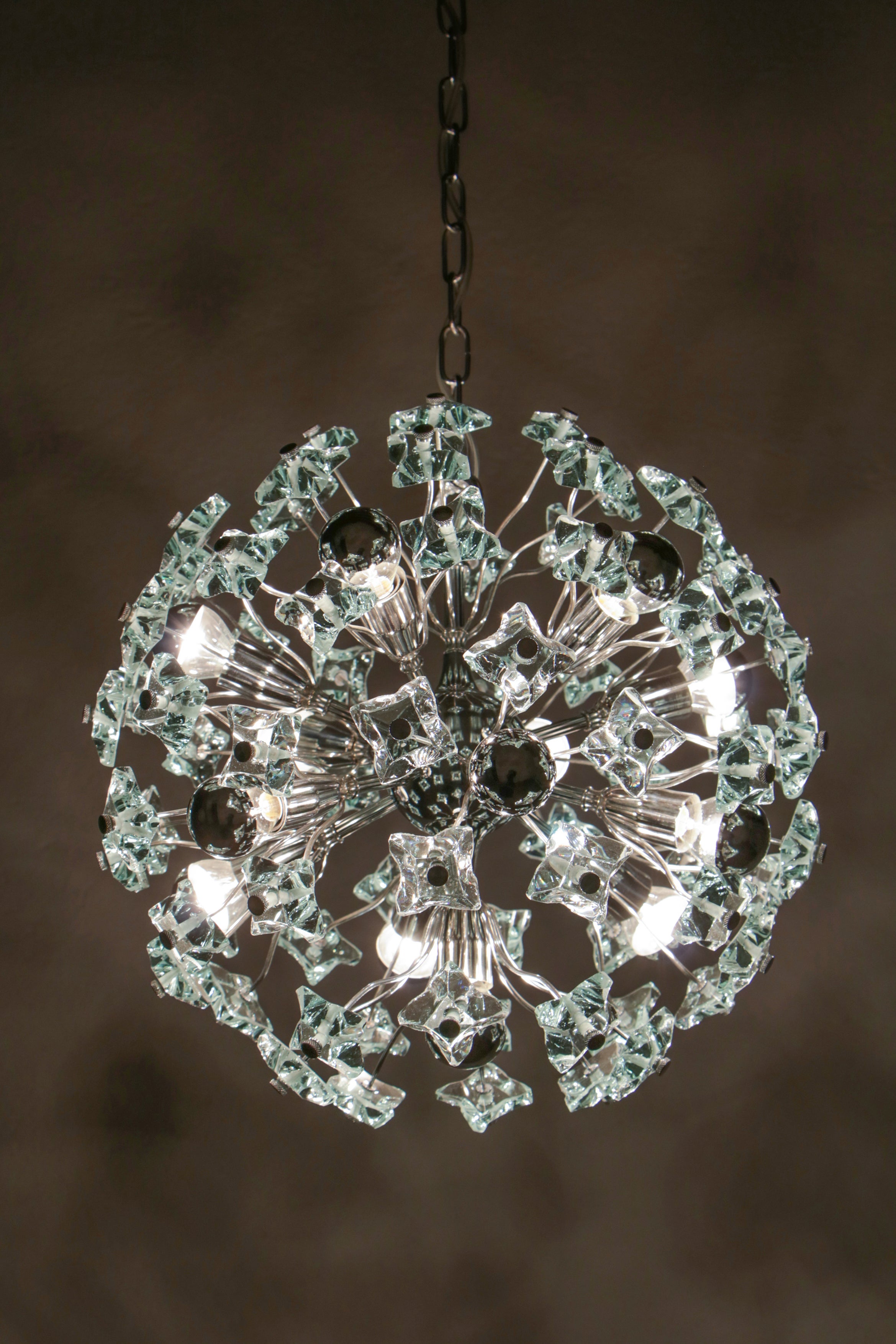 Italian Space Age Sputnik Chandelier Attributed to Fontana Arte, 1960s For Sale