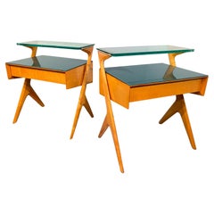 Paire de tables de nuit italiennes du milieu du siècle dernier de couleur verte par Vittorio Dassi, années 1950