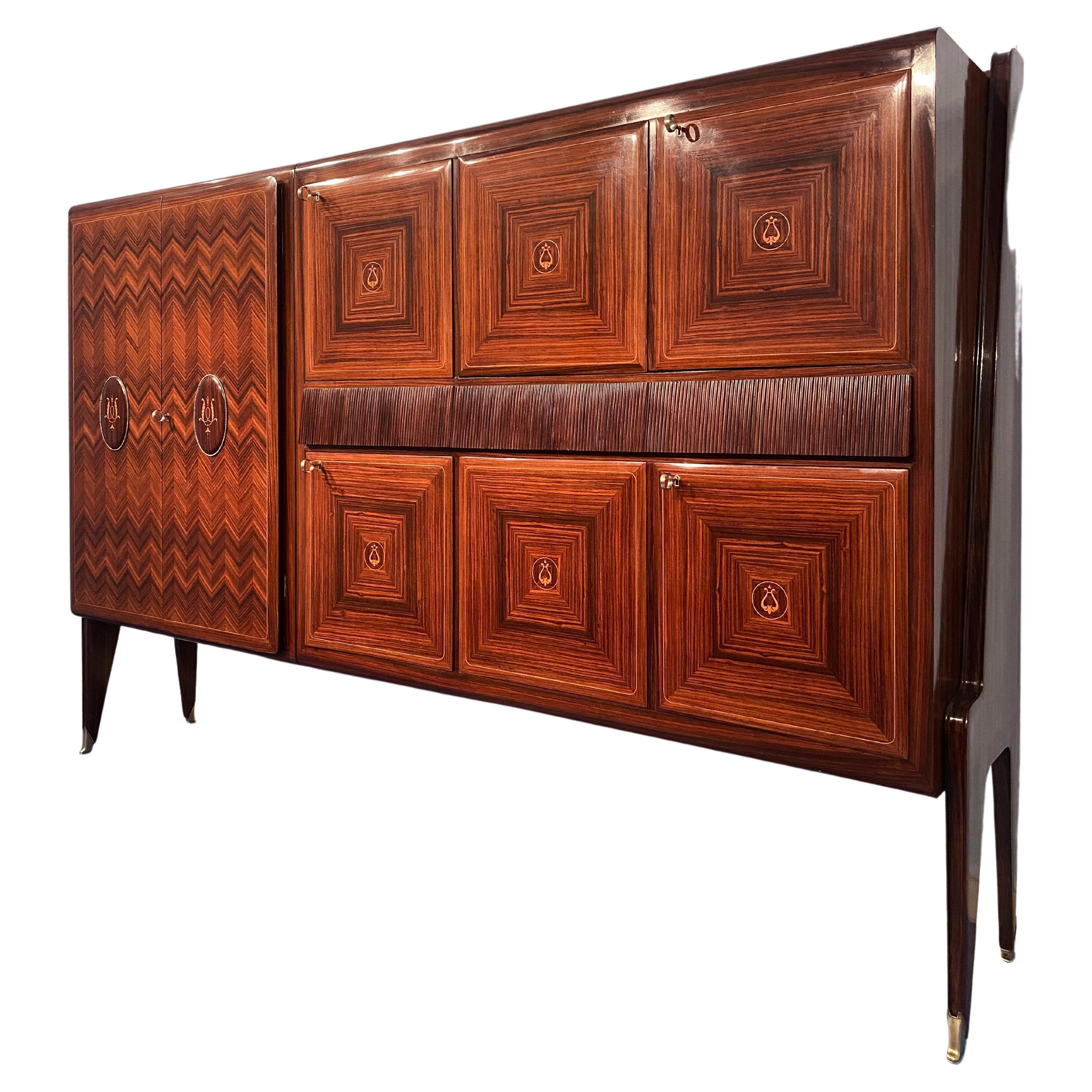Italian Mid-Century Rosewood Tall Sideboad by Vittorio Dassi, 1950s  For Sale