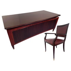 Italian Midcentury Executive Walnut Desk and Chair by Dassi, 1950s