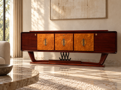 Credenza Art Deco italiana con mobile bar attribuita a Osvaldo Borsani, anni '40
