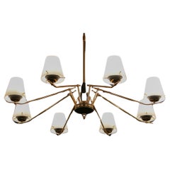 Italian Mid Century Eight Lights Chandelier attributed to Stilnovo, 1960