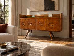Italienisches Mid Century Sideboard Honey Farbe in Birkenholz, 1950er Jahre