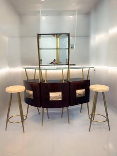 Set da cocktail bar con mobile in stile Gio Ponti, 1950