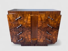 Credenza o cassettiera italiana Art Deco' in noce, Italia anni '30