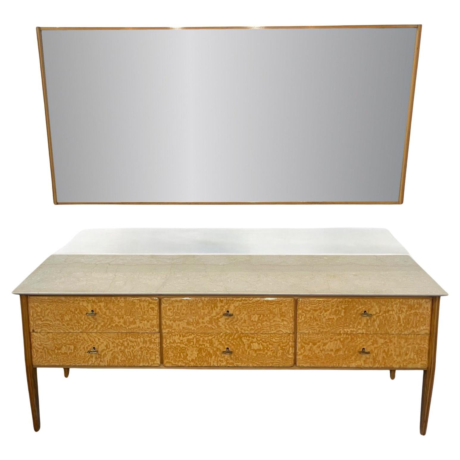 Credenza o cassettiera italiana di metà secolo in stile Giò Ponti, anni '50