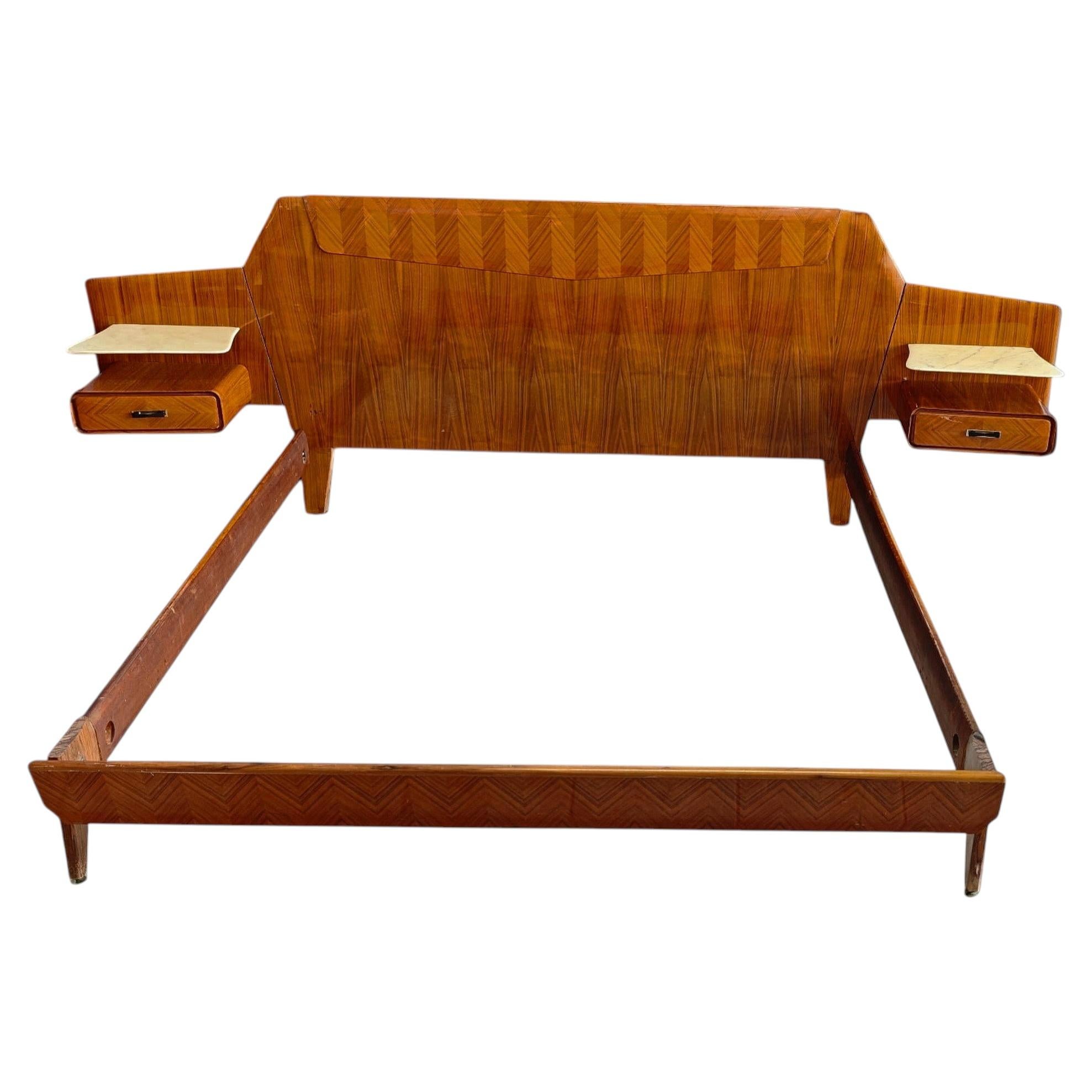 Italian Midcentury Bed Frame, attributed to La Permanente Mobili, 1950s