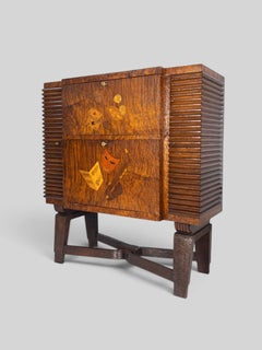 Italian Art Deco Sideboard or Bar Cabinet with Inlayed Doors by Colli, 1940s