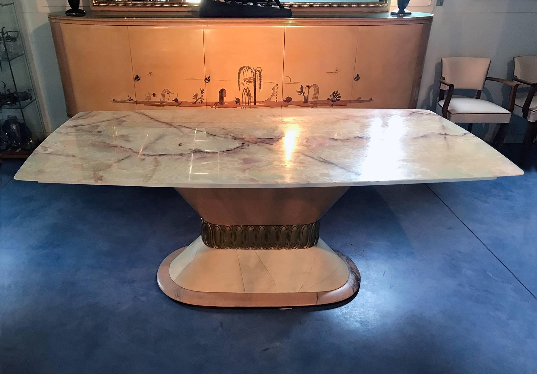 Italian Art Deco Marble Dining Table Style of Osvaldo Borsani, 1940s In Good Condition In Traversetolo, IT