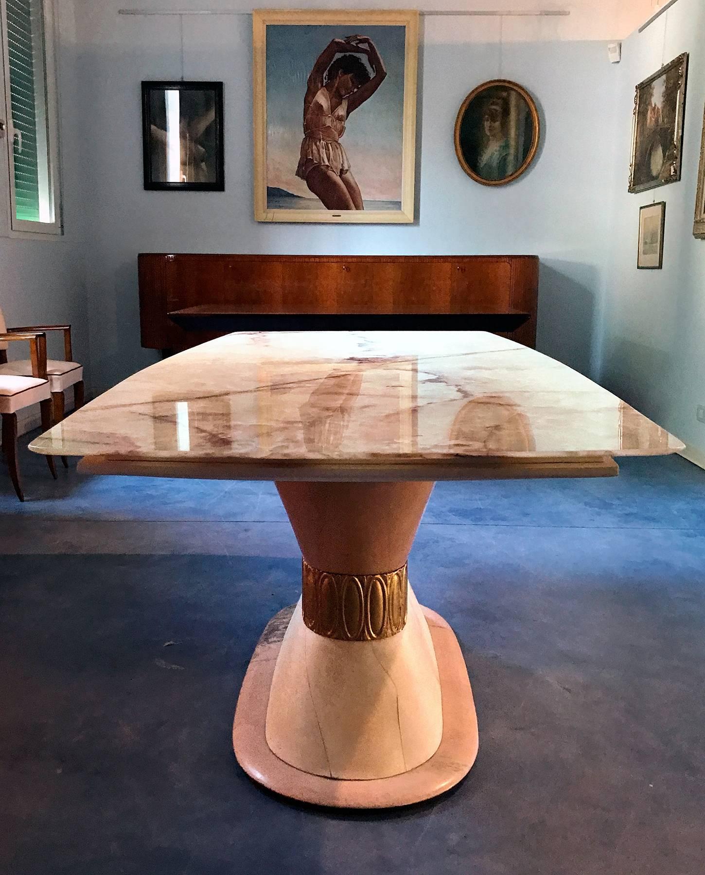 Italian Art Deco Marble Dining Table Style of Osvaldo Borsani, 1940s 1