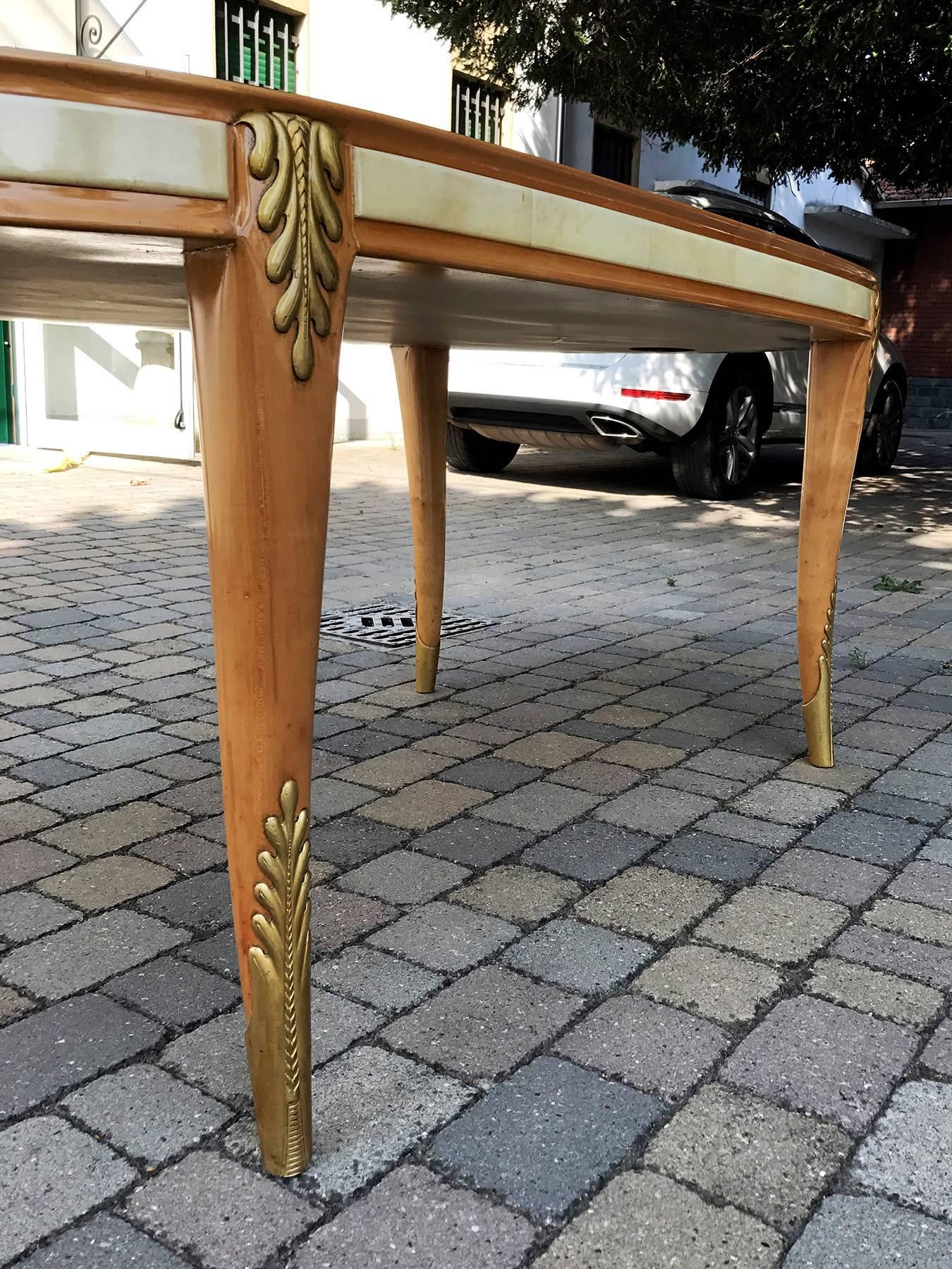 Italian Mid-Century Parchment Dining Table by Giovanni Gariboldi, 1940s 1