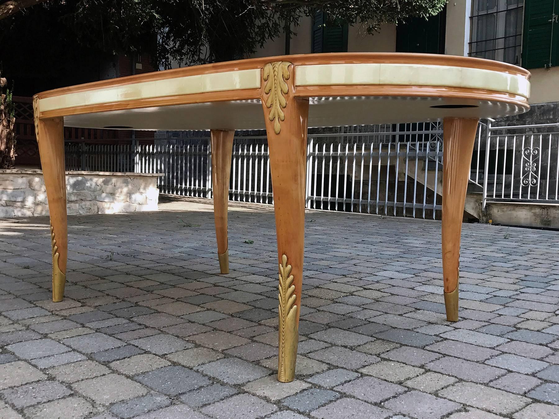 Mid-20th Century Italian Mid-Century Parchment Dining Table by Giovanni Gariboldi, 1940s