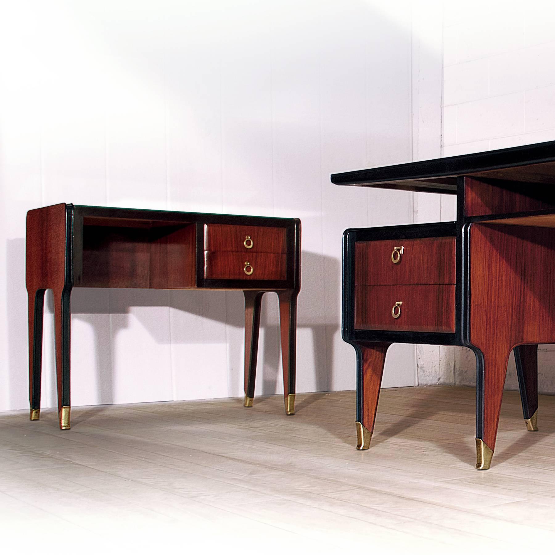 Mid-Century Modern Italian Rosewood Desk by Vittorio Dassi, 1950s 1