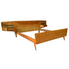 Italian Mid-Century Maple Bed and Nightstands by Vittorio & Plinio Dassi, 1950s