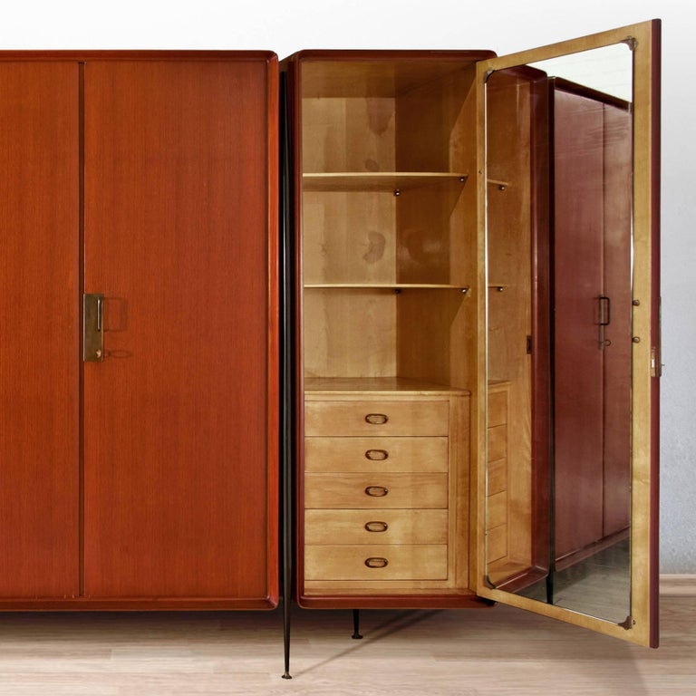 MidCentury Modern Italian Teak Wardrobe by Silvio Cavatorta, 1950s at