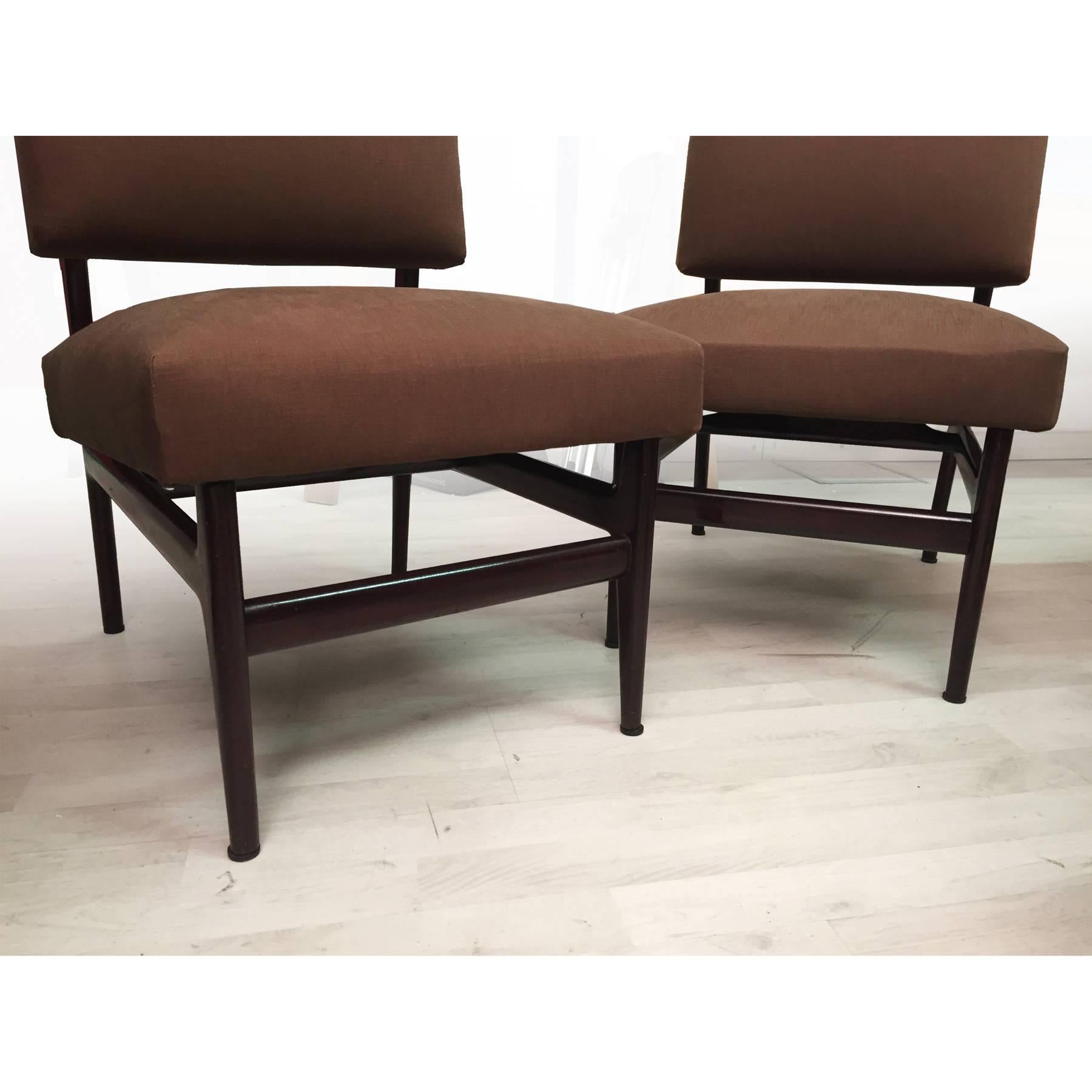 Mid-20th Century Italian Mid-Century Lounge Chairs by Vittorio Dassi, Set of Two, 1950s For Sale