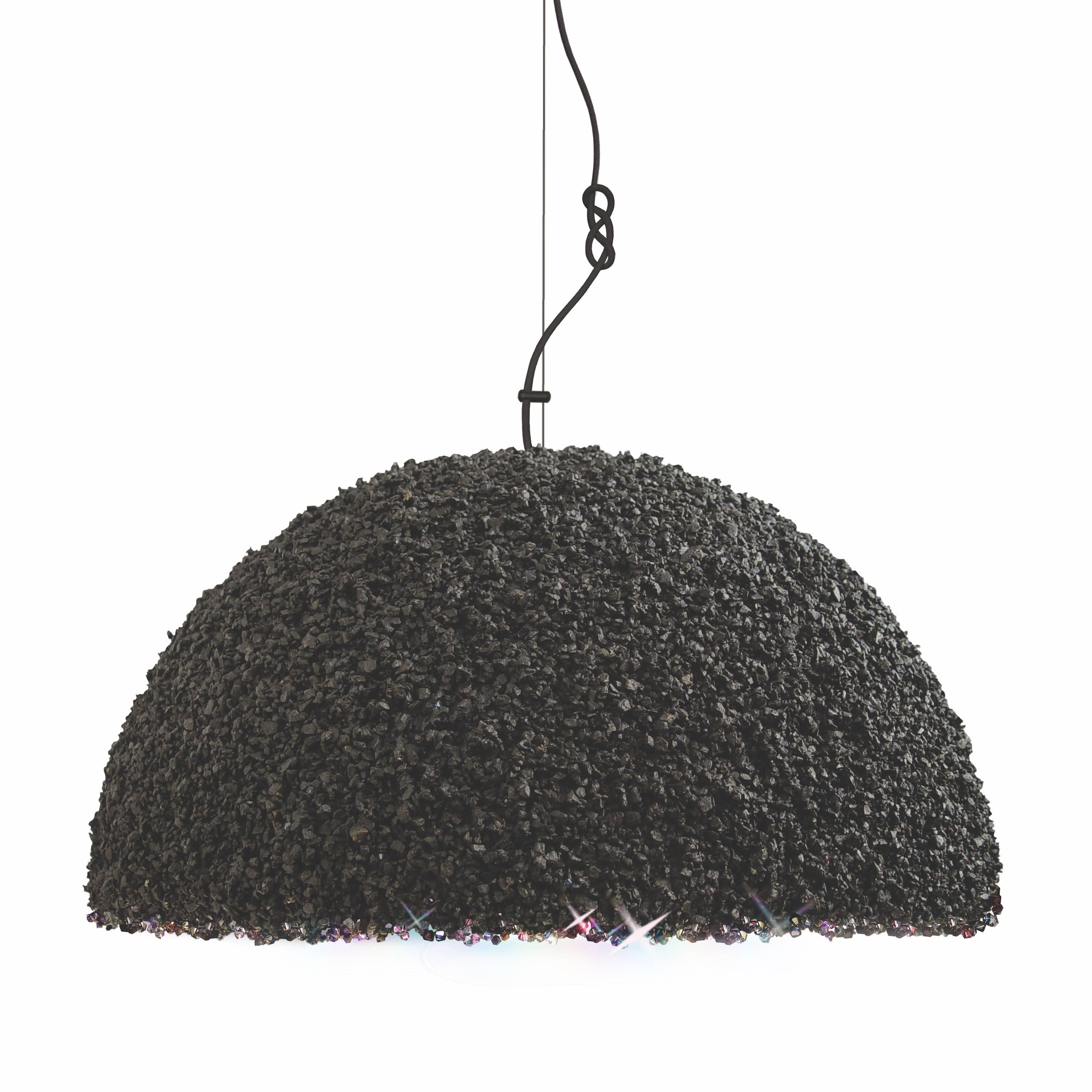 Grande lampe à suspension duchesse noire en cristal Swarovski en vente