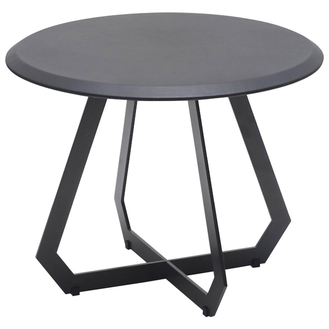 Modern Fetish Table Black and Brown Leather / Small, Side Table For Sale