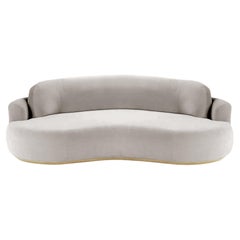 Gebogenes Naked Curved Sofa, Medium mit Eiche Natur und Pariser Maus