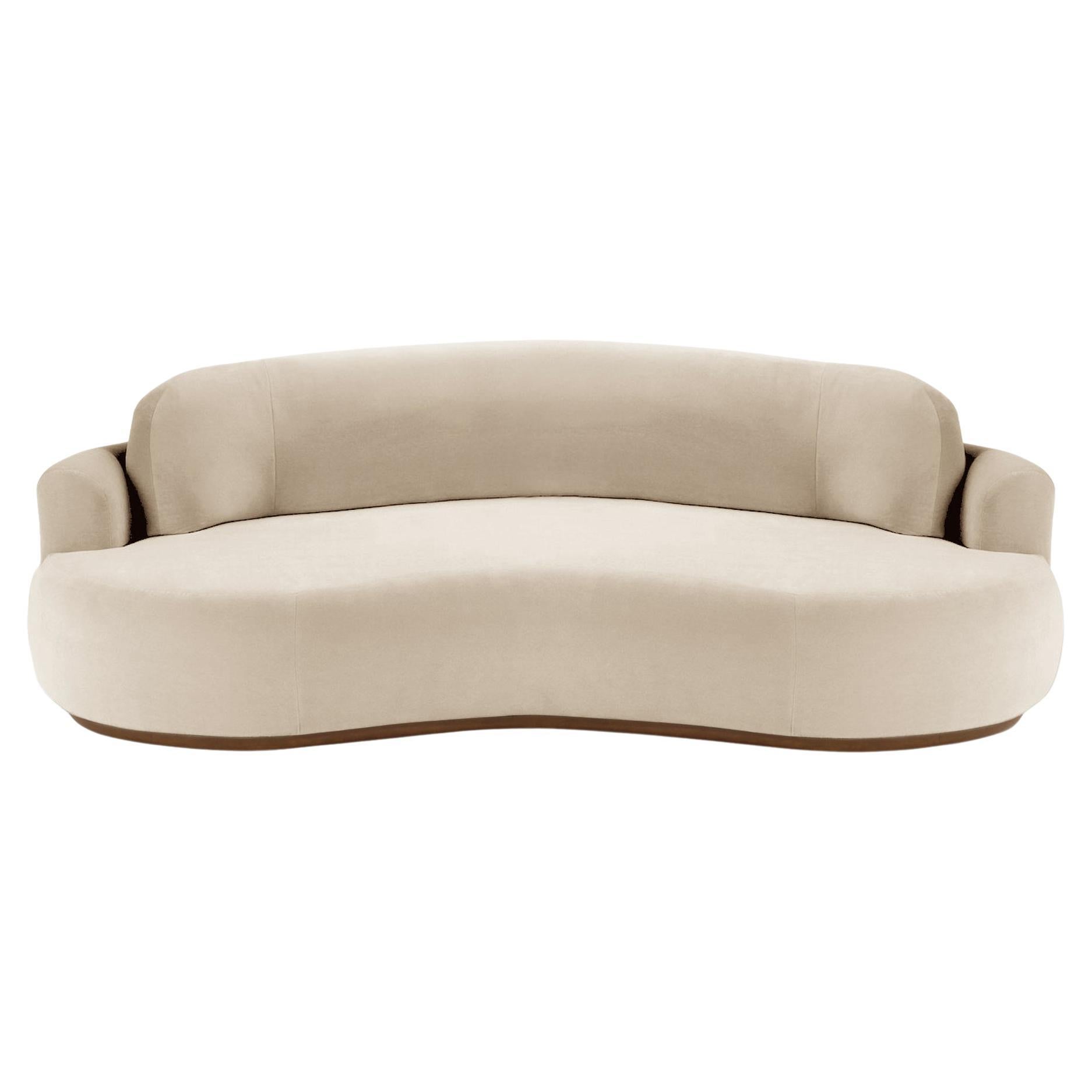 Naked Curved Sofa, Medium with Beech Ash-056-1 and Boucle Snow For Sale