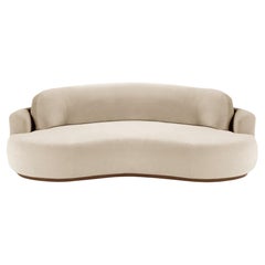 Naked Curved Sofa, Medium with Beech Ash-056-1 and Boucle Snow