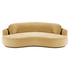 Naked Curved Sofa, Medium with Beech Ash-056-1 and Vigo Plantain