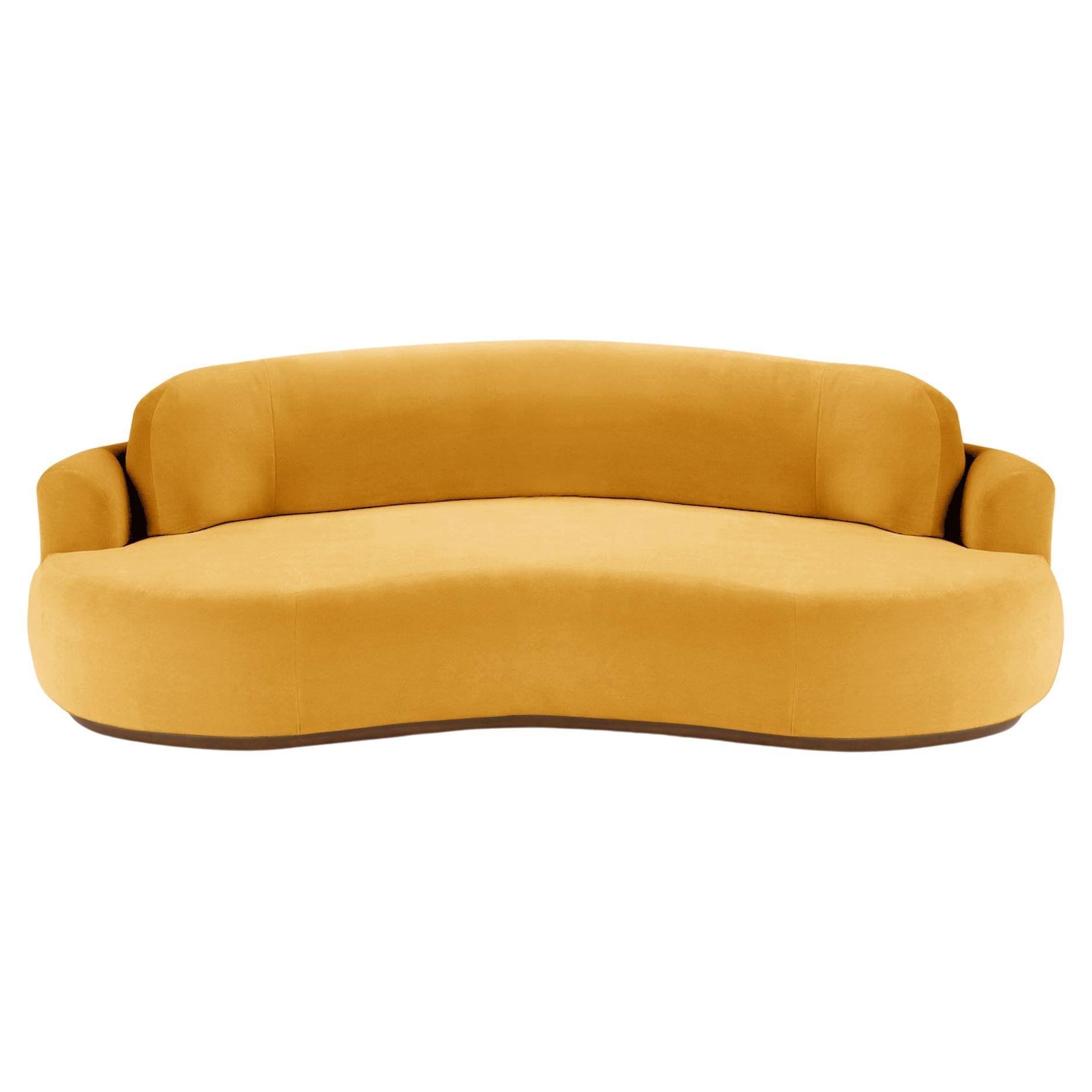 Naked Curved Sofa, Medium with Beech Ash-056-1 and Corn