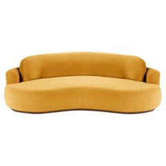 Naked Curved Sofa, Medium with Beech Ash-056-1 and Corn