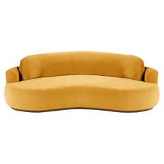 Gebogenes Sofa, mittelgroß mit Eschenholz-Asche-056-1 und Korn