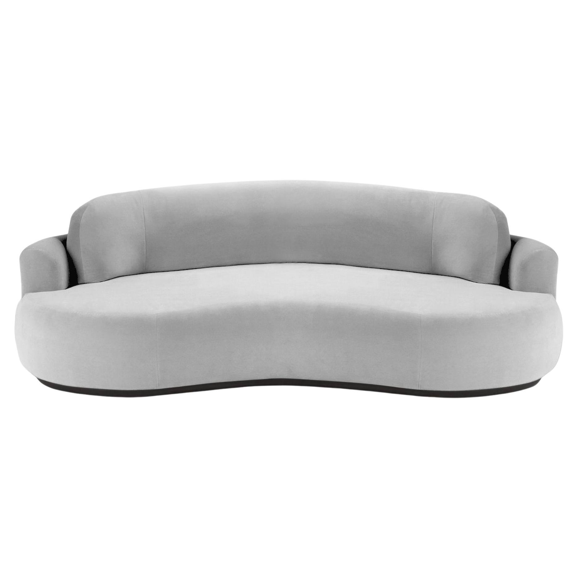 Gebogenes Sofa, mittelgroß mit Eschenholz-Asche-056-5 und Aluminium