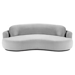 Gebogenes Sofa, mittelgroß mit Eschenholz-Asche-056-5 und Aluminium