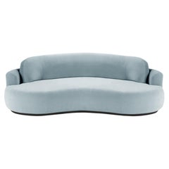 Naked Curved Sofa, Medium with Beech Ash-056-5 and Paris Safira