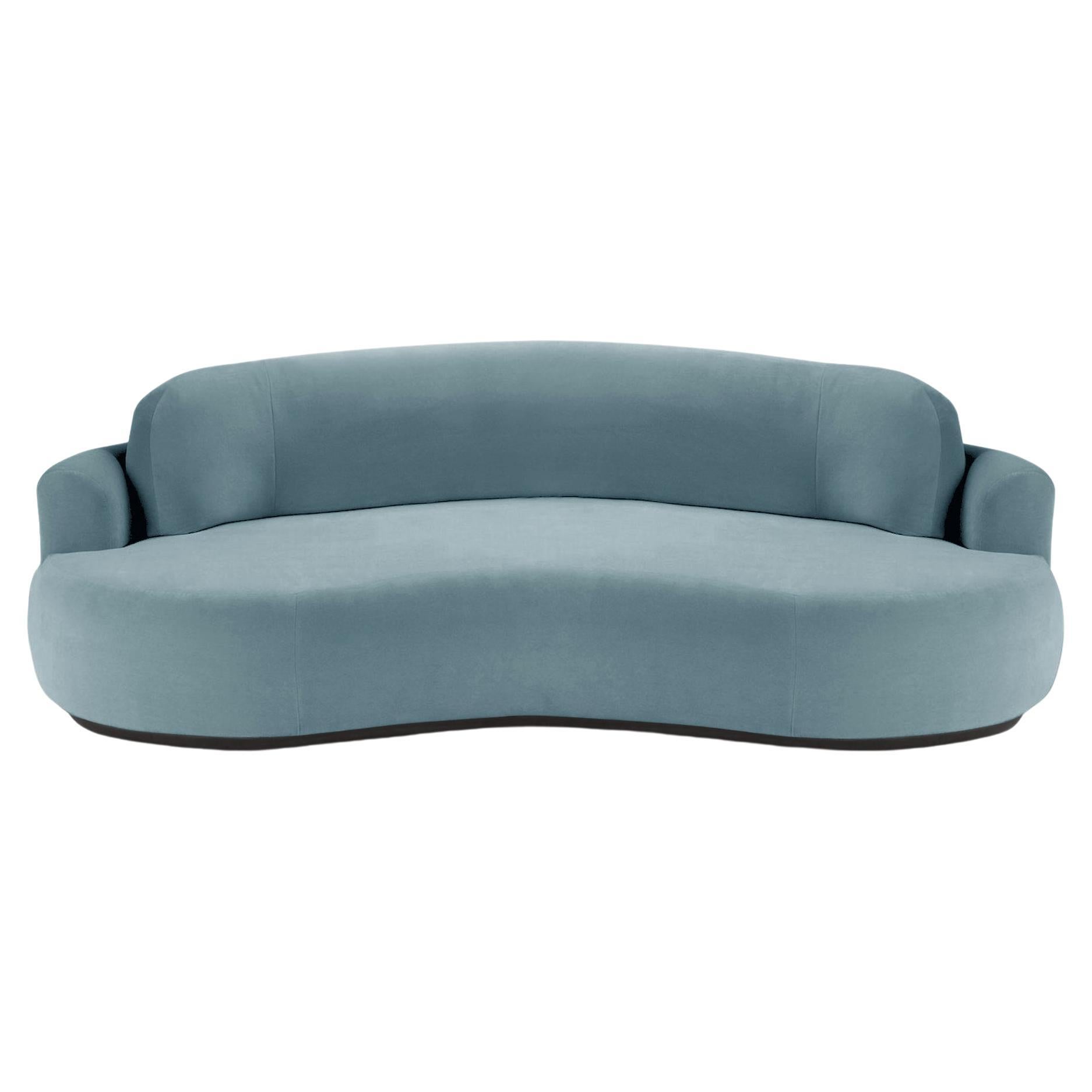 Naked Curved Sofa, Medium with Beech Ash-056-5 and Paris Dark Blue
