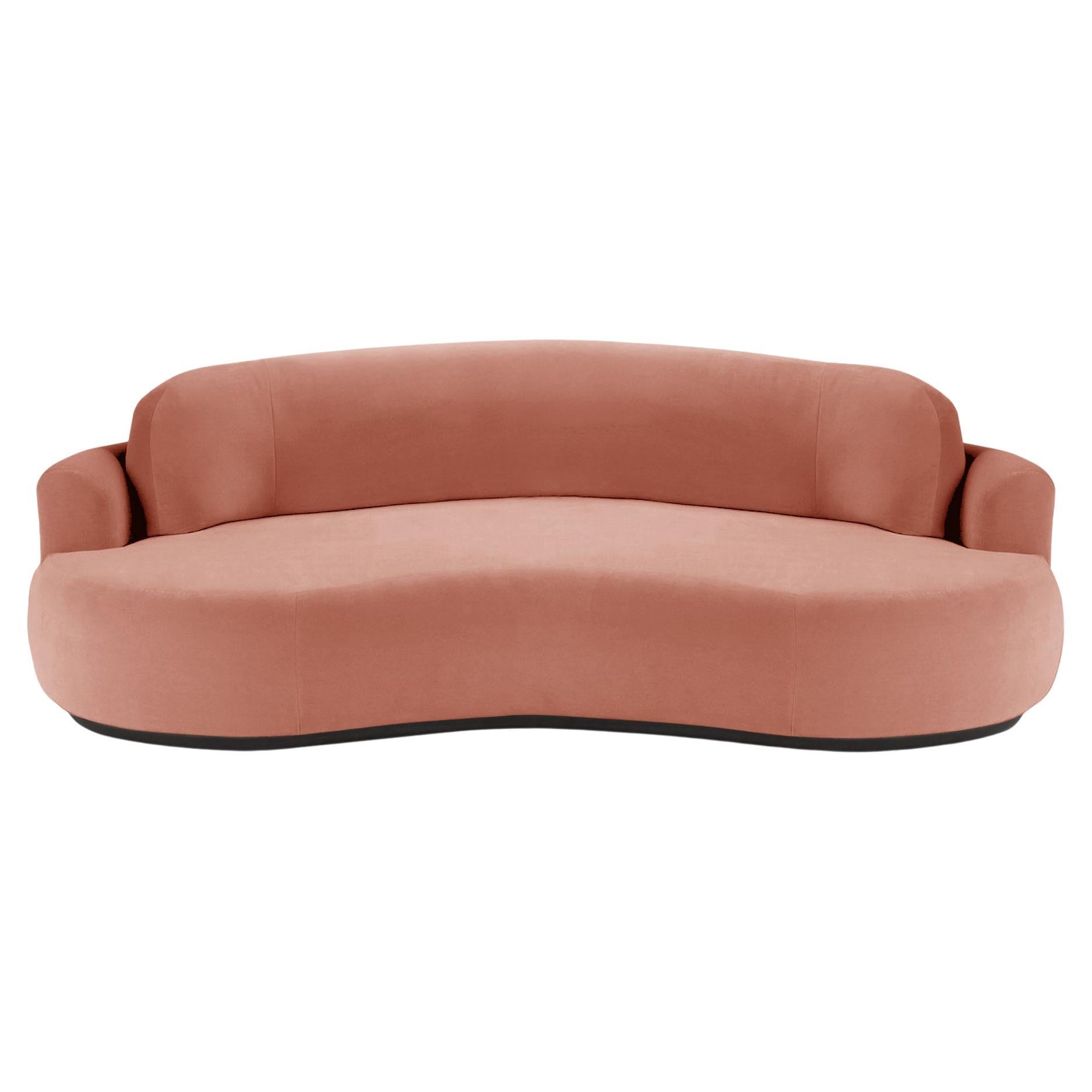 Naked Curved Sofa, Medium with Beech Ash-056-5 and Paris Brick