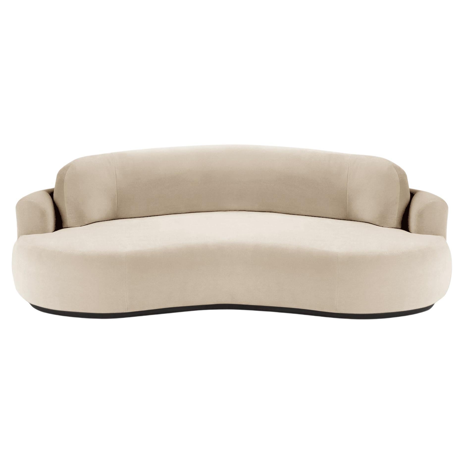 Sofá Curvo Desnudo, Medio con Haya Fresno-056-5 y Boucle Nieve