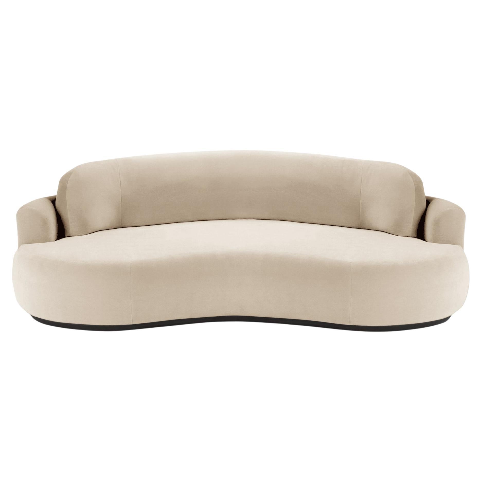 Naked Curved Sofa, Medium with Beech Ash-056-5 and Boucle Snow For Sale