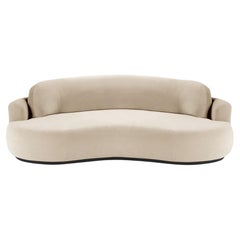 Naked Curved Sofa, Medium with Beech Ash-056-5 and Boucle Snow