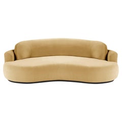 Naked Curved Sofa, Medium with Beech Ash-056-5 and Vigo Plantain