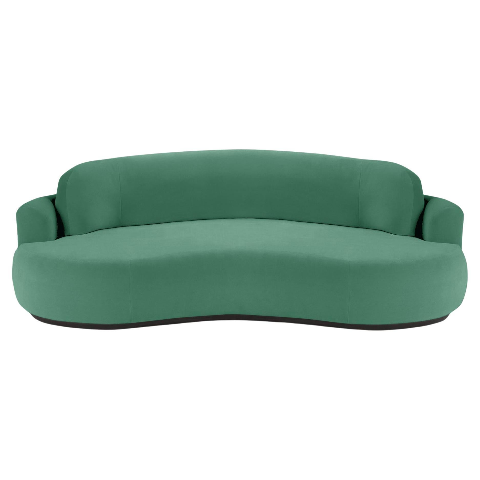 Naked Curved Sofa, Large with Beech Ash-056-5 and Paris Green For Sale