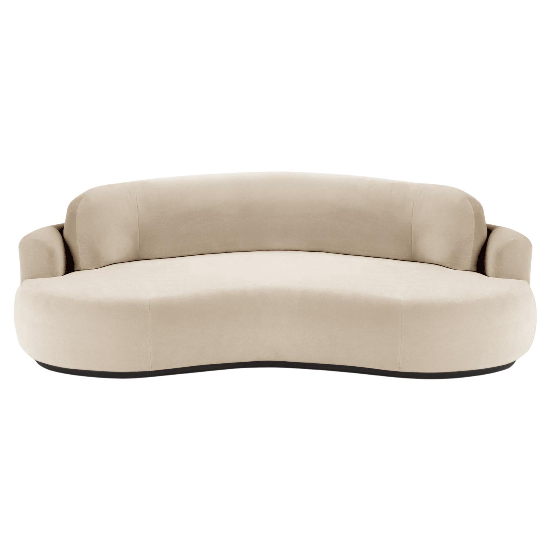 Gebogenes Sofa mit Naked Curved, groß mit Eschenholz-Asche-056-5 und Boucle-Schneef