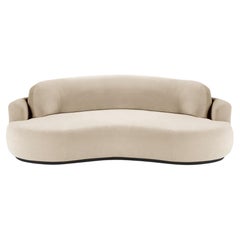 Gebogenes Sofa mit Naked Curved, groß mit Eschenholz-Asche-056-5 und Boucle-Schneef