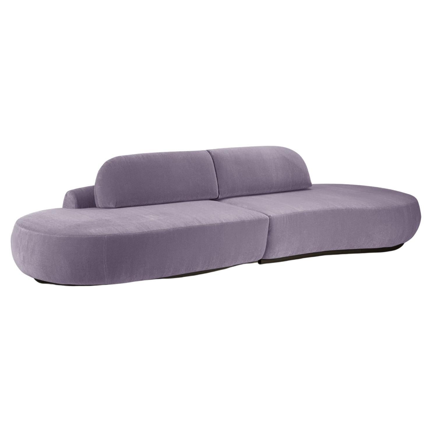 Naked Curved Sectional Sofa, 2 Piece with Beech Ash-056-5 and Paris Lavanda