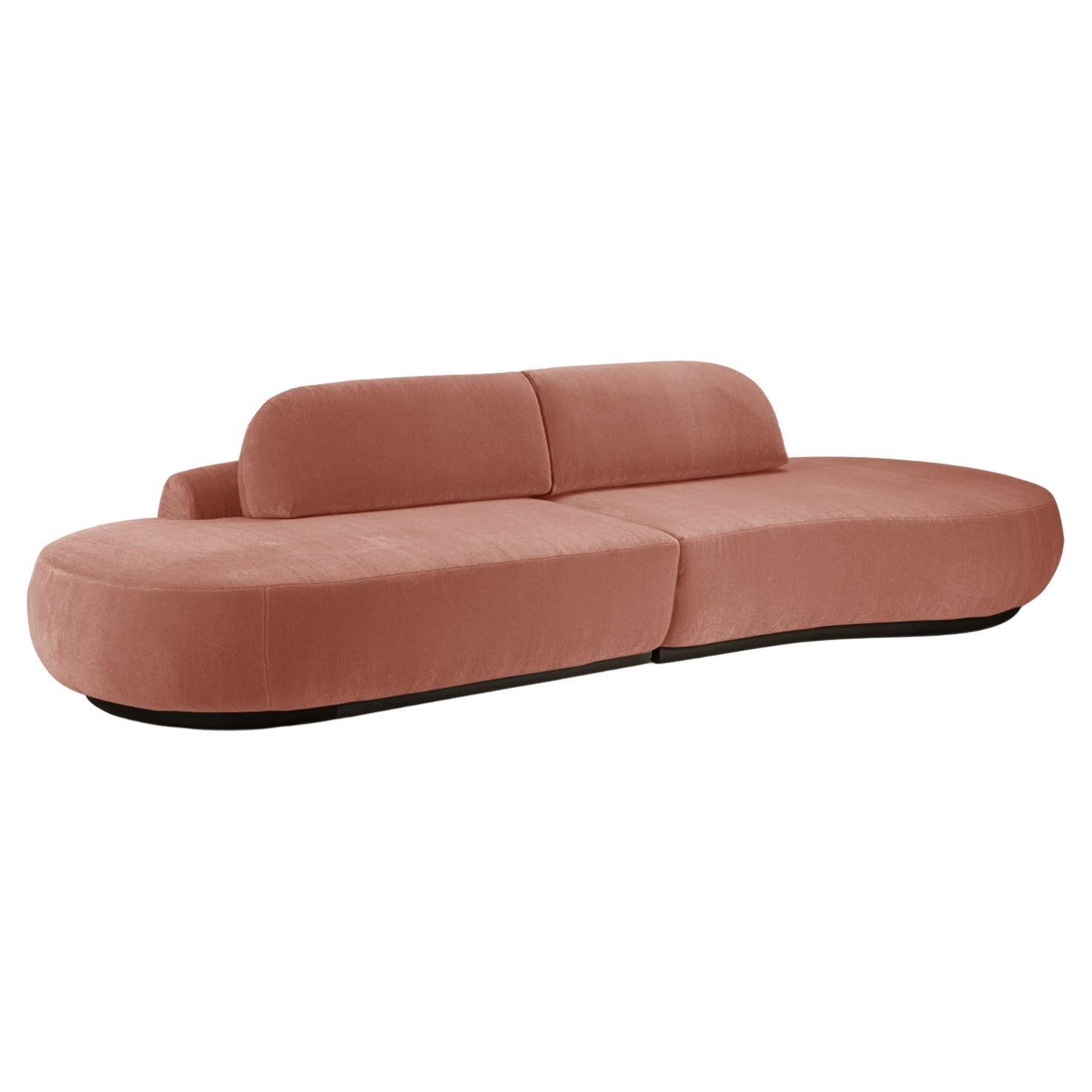 Naked Curved Sectional Sofa, 2 Piece with Beech Ash-056-5 and Paris Brick